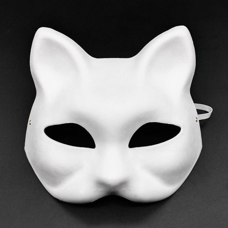 子供用マスク diy パルプ白胚半顔猫顔キツネ手描き空白フルフェイス京劇フェイシャルメイクアップ卸売|undefined