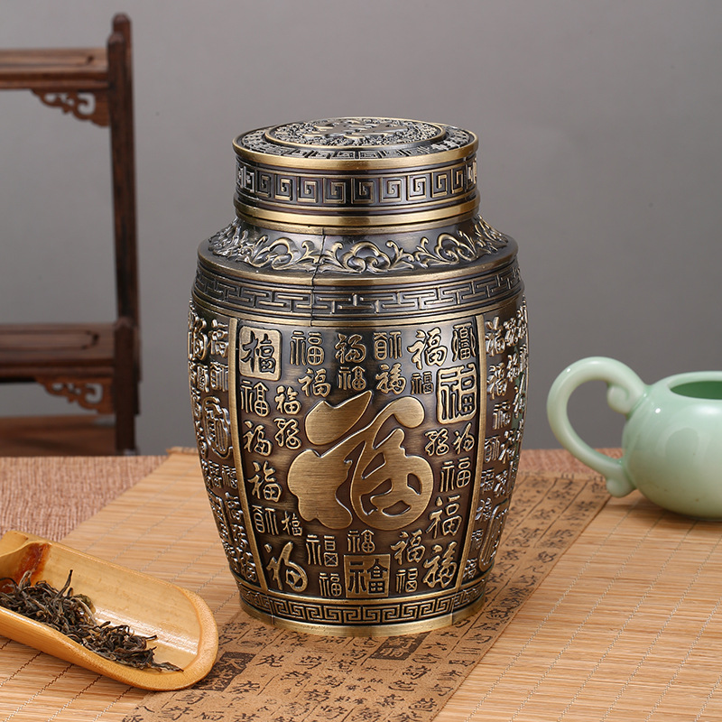 European-style large tea canister tea storage canister household tea box metal tea canister 1 pound tea canister tea sealing canister