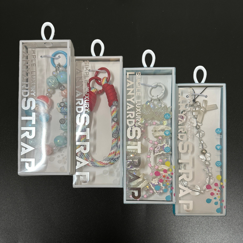 New Mobile Phone Chain Packaging Box Mobile Phone Beaded Pendant Cute Mobile Phone Lanyard Transparent Packaging Box