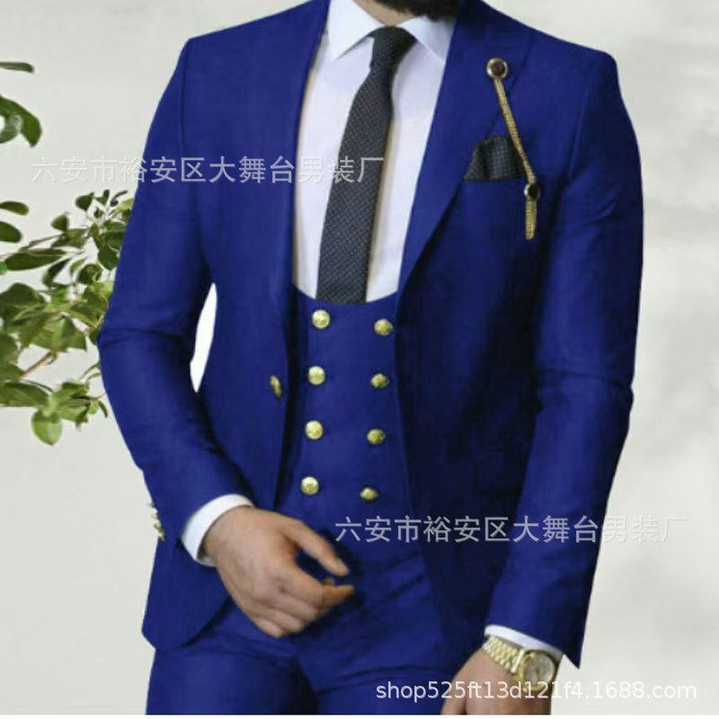 Amazon New navy blue Men's Suit suit Groom Tuxedo Slim Men's Suit Jacket Three-Piece Set Amazon New navy blue Men's Suit suit Groom Tuxedo Slim Men's Suit Jacket Three-Piece Set