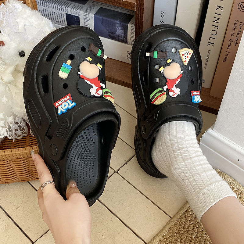 5洞洞鞋厚底增高防滑防臭踩屎感夏季外穿轻便百搭卡通半拖鞋男