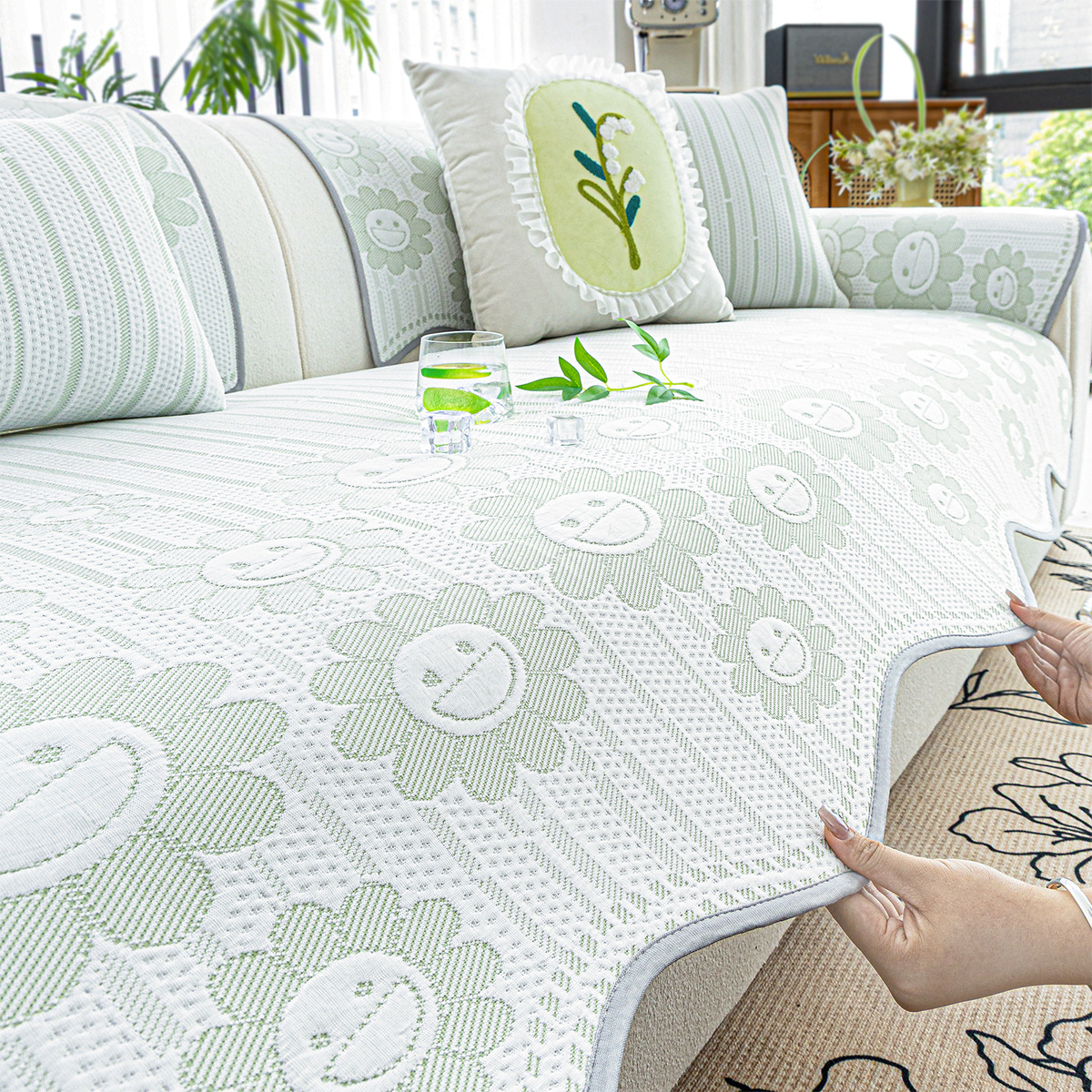 Cojín de sofá de seda de hielo de verano 2025 nuevo sofá fresco cojín de asiento de verano cojín de asiento antideslizante de verano