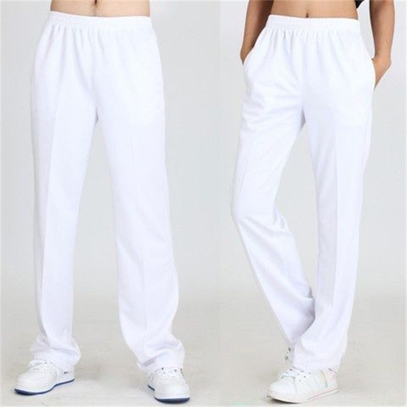 Spring and Autumn Straight White Sweatpants for Men and Women, Loose Thin South Korean Silk Quick-Dry Long Pants for Square Dance Group School Spring and Autumn Straight White Sweatpants for Men and Women, Loose Thin South Korean Silk Quick-Dry Long Pants for Square Dance Group School