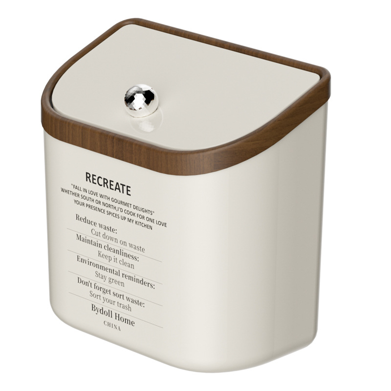 Cubo de basura de cocina medieval colgado doméstico de alto valor visual de gran capacidad de alta calidad 2024 nuevo cubo de madera imitado de cocina