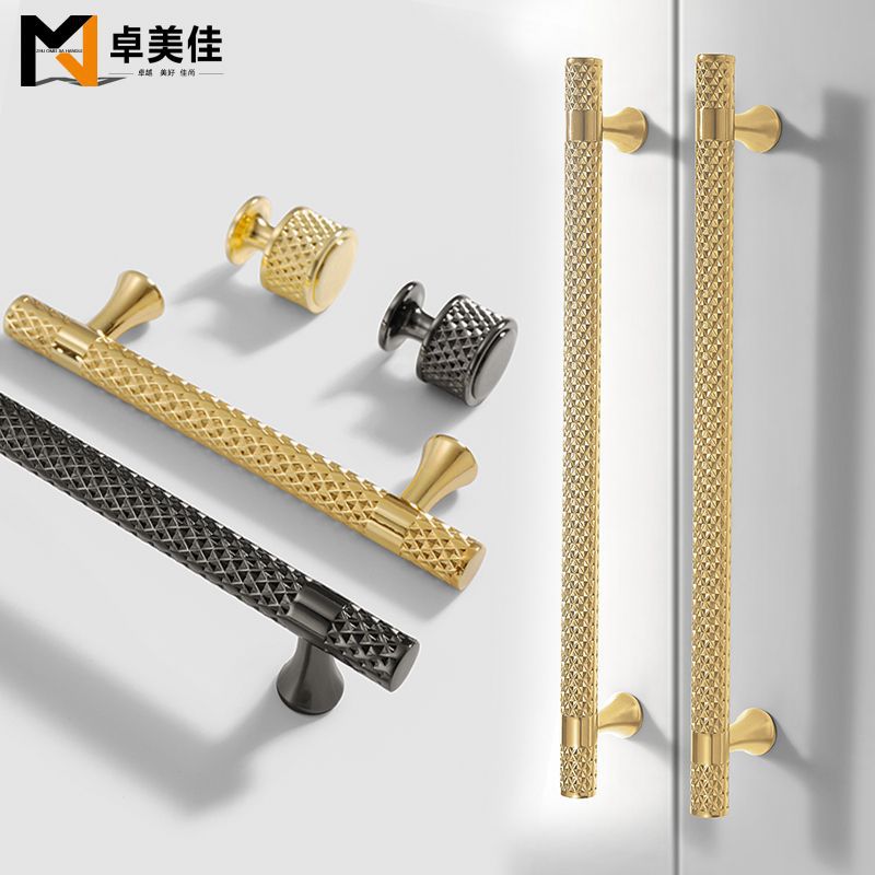 High-end simple cabinet door handle round golden light luxury wardrobe door handle zinc alloy cabinet wine cabinet hardware handle
