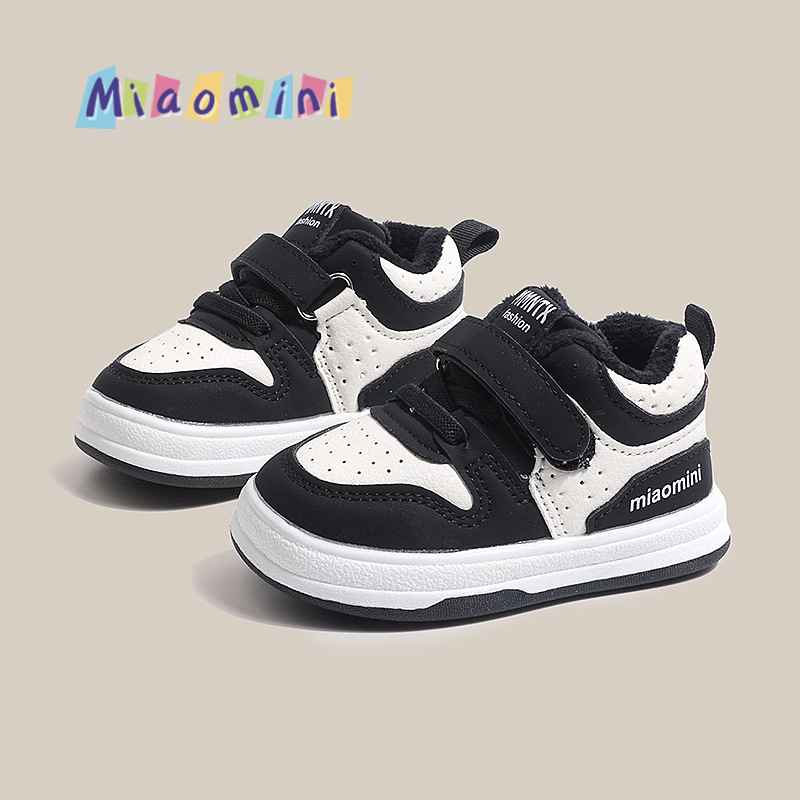 Scarpe invernali per neonati, foderate in cotone, impermeabili, sportive, con tomaia in pelle e fodera in pile, per bambine e bambini da 1 a 3 anni._voghion.com