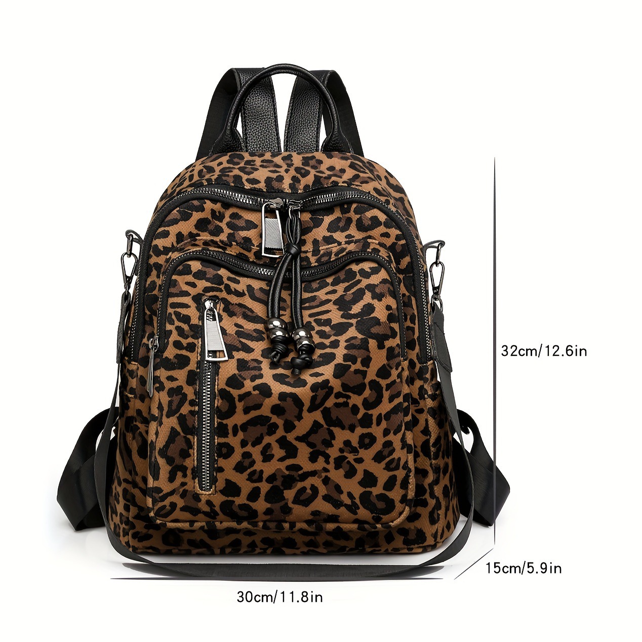 Leopard Print Retro Women's Shoulder Bag And Backpack Set_voghion.com