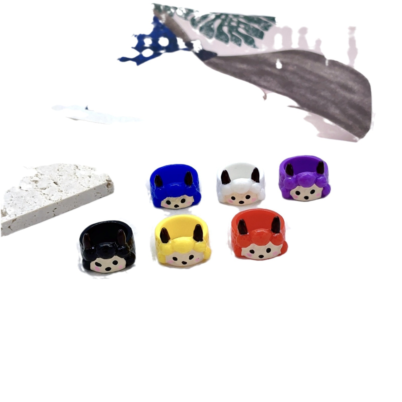 Transfronterizo nueva venta caliente multi-color creativo personalidad de dibujos animados Tres dimensiones ovejas resina anillo diversión joyería decorativa