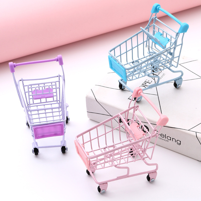 Simulation mini supermarket shopping cart creative children's small cart doll house play toy storage car cross-border