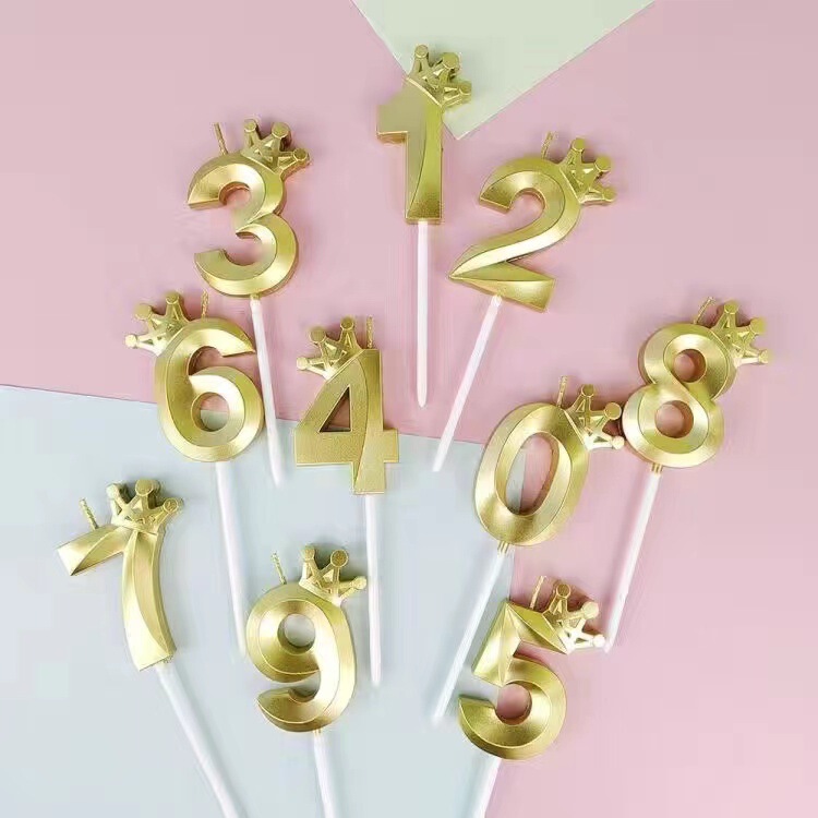 Ins-Style Creative Golden Crown Digital Candles Baby's First Birthday Party Cake Decoration Photo Props Ins-Style Creative Golden Crown Digital Candles Baby's First Birthday Party Cake Decoration Photo Props