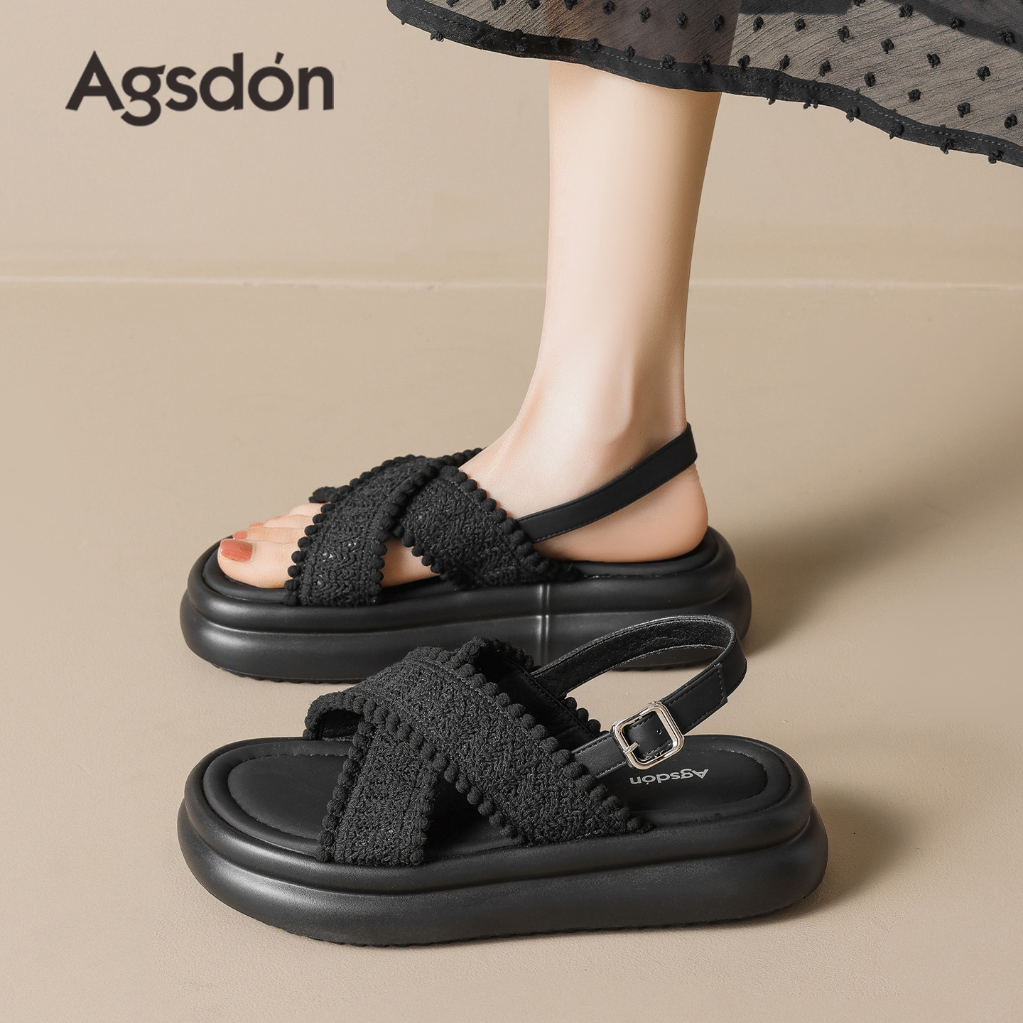 Sandalias Augu Shiden de suela gruesa para mujer, nuevo estilo verano 2026, ideales para usar con faldas, pantuflas deportivas casuales sin cordones.