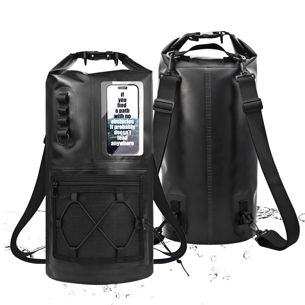 Cross-Border New Product Multifunctional Pvc Waterproof Bucket Bag Mesh Bag with Straps Mountaineering Waterproof Backpack River Trekking Camping Waterproof Bag