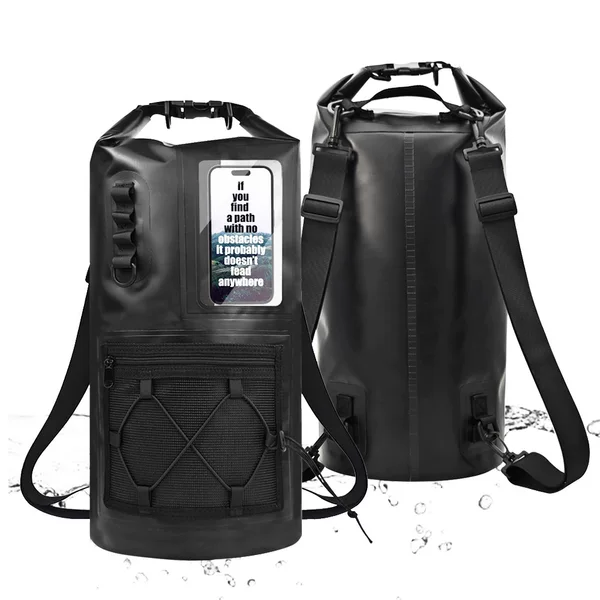 Cross-Border New Product Multifunctional Pvc Waterproof Bucket Bag Mesh Bag with Straps Mountaineering Waterproof Backpack River Trekking Camping Waterproof Bag