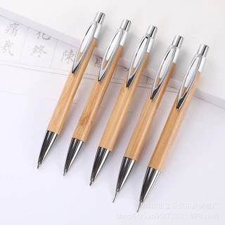 按压式圆珠笔 环保竹子笔LOGO印刷广告酒店笔企业商务竹木中油笔