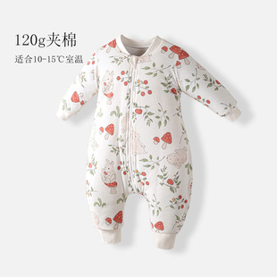 Baby sleeping bag autumn and winter 120g cotton-padded newborn cotton-padded three-head zipper anti-kick quilt baby leg sleeping bag