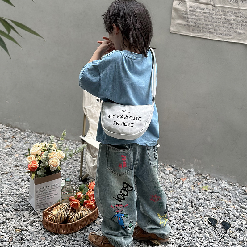 Bolsas para niños coreanos, nuevas bolsas de hombro para niños y niñas, caras sonrientes lindas, letras impresas, bolsas de mochila para niños