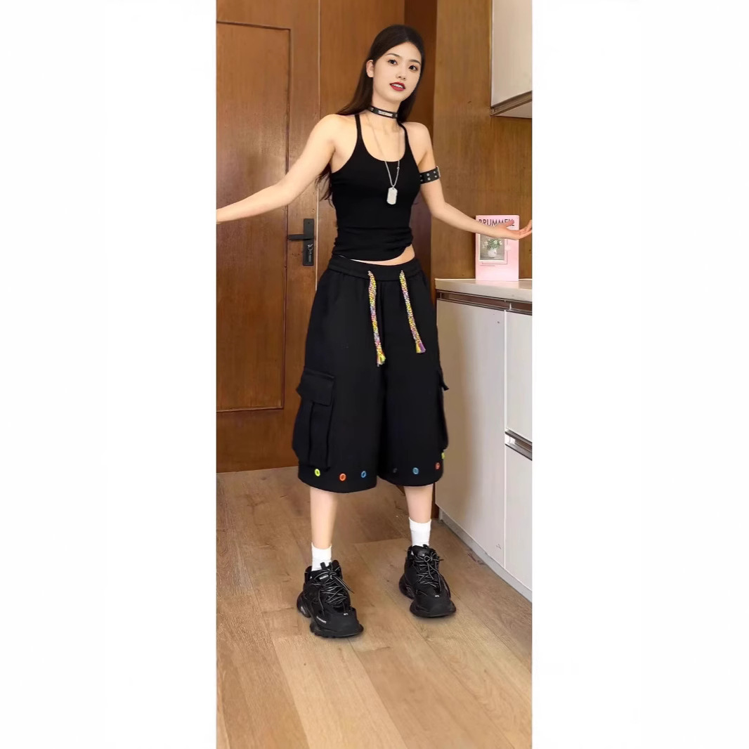 2025 Men's Summer New Japanese Style Trendy Brand Multi-Pocket Cargo Shorts Thin Loose Trendy Straight-Leg Shorts