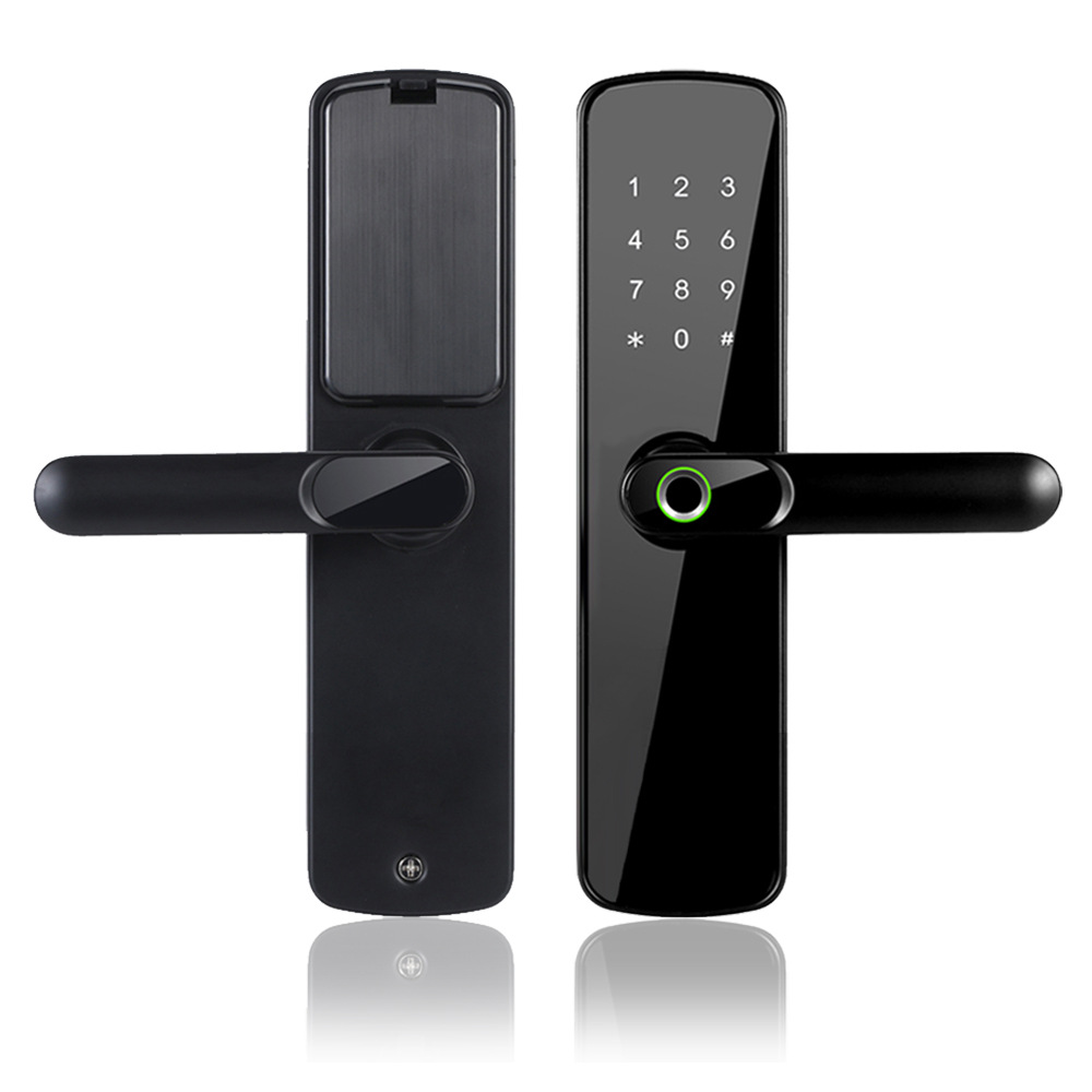 Tongtong cerradura puerta de madera cerradura huella digital hogar cerradura inteligente fabricante TTLock tarjeta clave contraseña Bluetooth cerradura electrónica