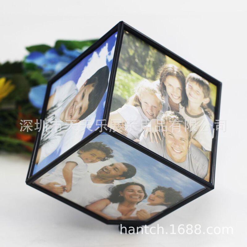 Cube 6-sided 5-inch Rubik's Cube Rotating Photo Frame Desktop Fashion Table Electric Picture Changing Photo Frame Wedding Dress Photo Frame
