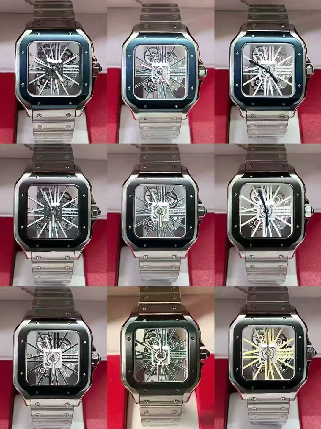 Fábrica transfronteriza af kajiashan dushi relojes de pareja mecánicos totalmente automáticos relojes de acero fino aguja azul a la parrilla comercio exterior al por mayor