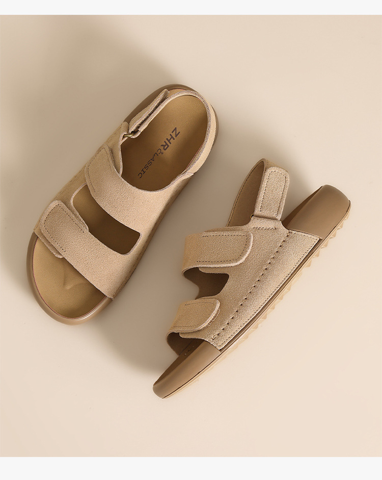 Dép Birkenstock nữ đế bằng quai chữ V dán Velcro, dép thời trang mùa hè đi biển — IL02 màu vàng chi tiết 18