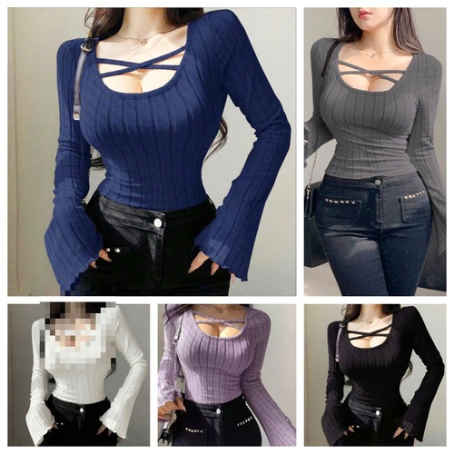 Soft, loose, gentle, thin, lazy-style outerwear knit sweater for autumn and winter, sweet base layer, Japanese sexy top