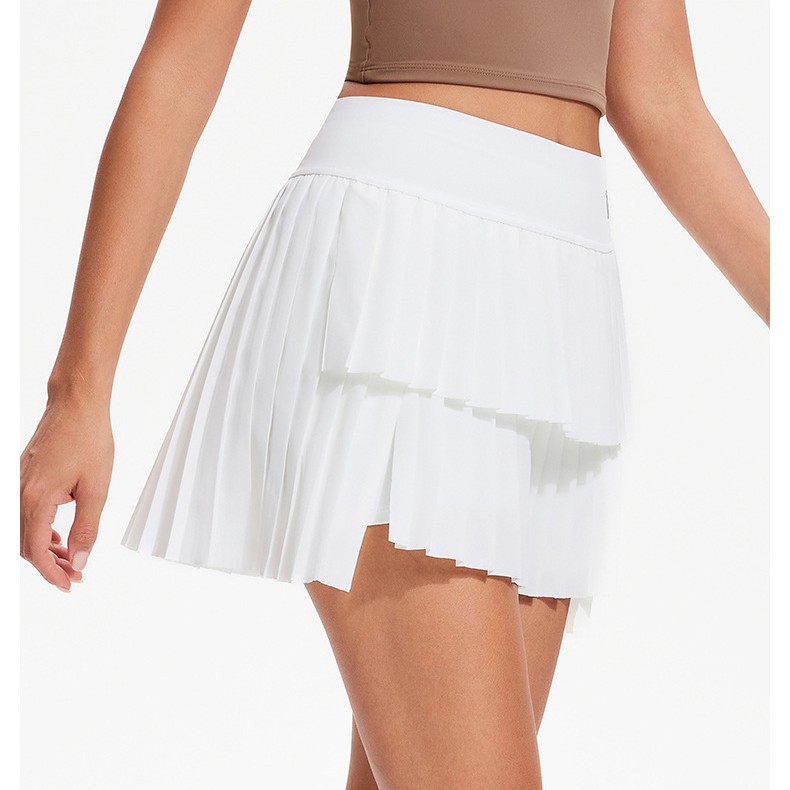 Pastel tenis falda deportivo fitness falda anti-falso desnudo dos piezas falda corta de plegado rápido yoga de verano