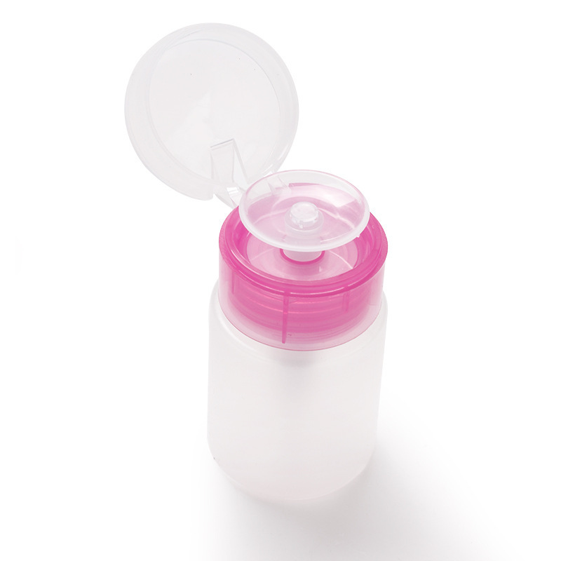 Nail Art 60ml Press Bottle Small Press Empty Bottle Supplies Press Bottle Pink Edge Nail Polish Remover Cleaning Liquid Press Portable