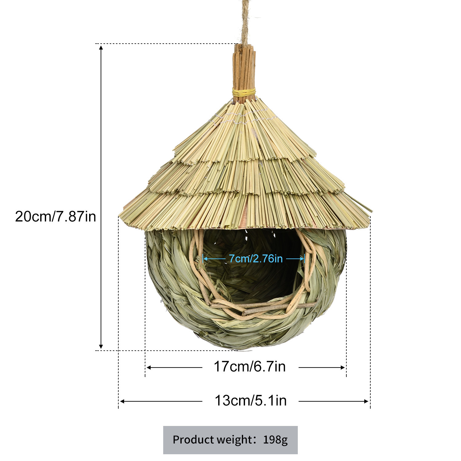 Casa Tejida a Mano para Colibríes de Estilo Rústico para Jardín Exterior image 2