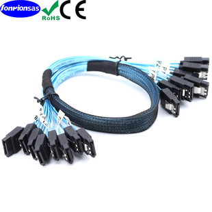 8 180-degree sata 7p female to 8 180-degree sata 7p female SSD SSD 12G cable