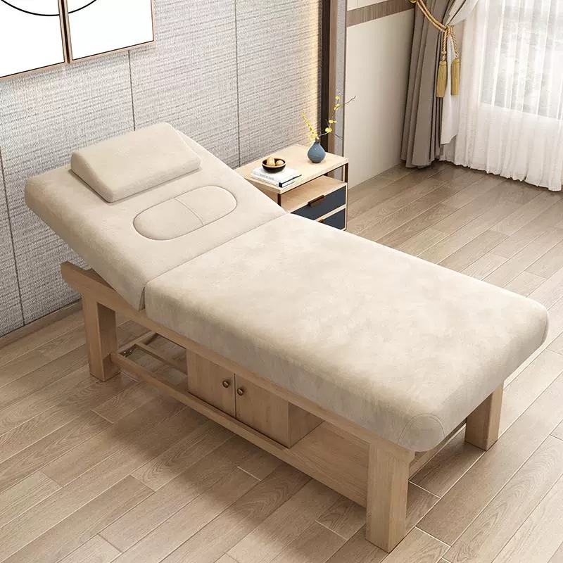 Cama de belleza, cama de masaje especial para spa con orificios, cama de terapia de medicina tradicional china de madera maciza, cama de masaje para centro de salud