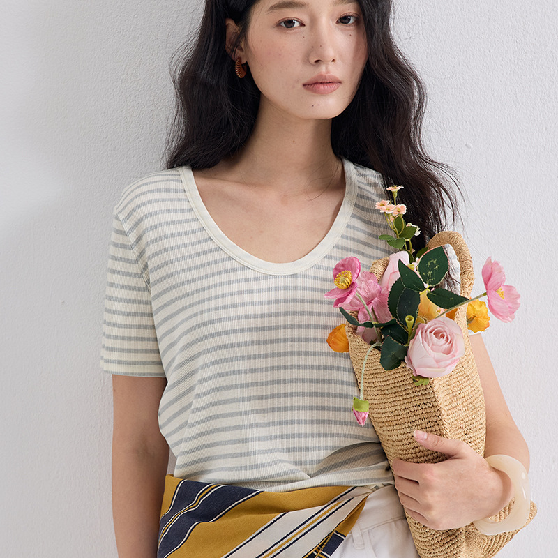 芬娜富新款春夏天丝打底衫女莱赛尔短袖亚麻显瘦T恤基础款凉感上