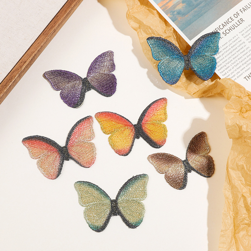 Embroidered Butterfly Mesh Fabric Decoration Butterfly Single Layer Photo Face Nail Art Material Bridal Makeup Diy2-5Cm