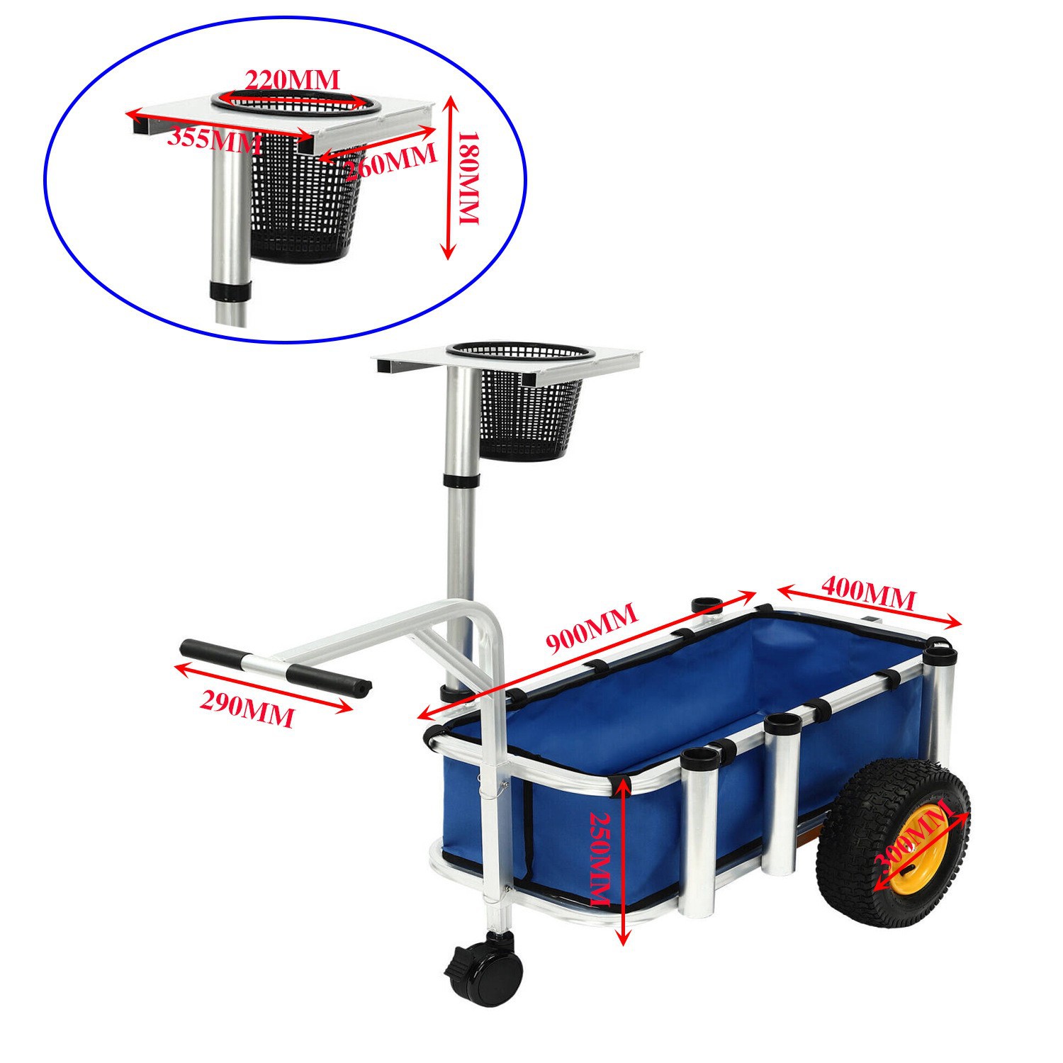 Material de aleación de aluminio carro de pesca multiusos tela Oxford equipo de pesca de playa remolque carro de pesca yate marino motocicleta