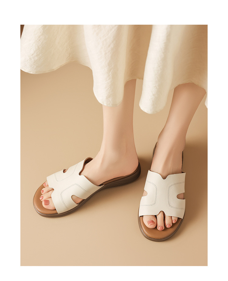 Dép sandal nữ quai chữ V đế mềm phong cách thanh lịch — M683 Màu be chi tiết 12