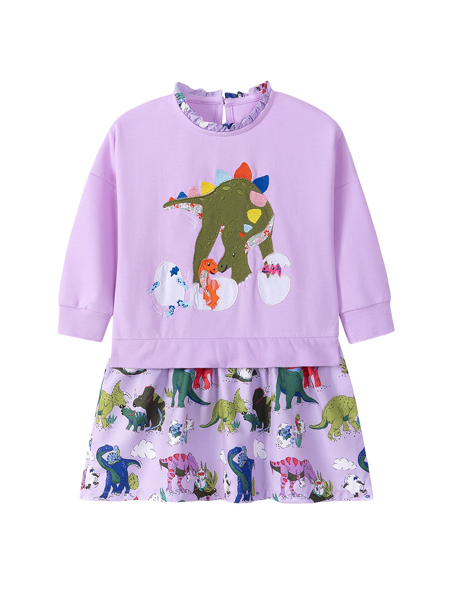 Little maven fábrica de origen ropa para niños al por mayor vestido de niña de estilo europeo y americano falda de algodón de otoño