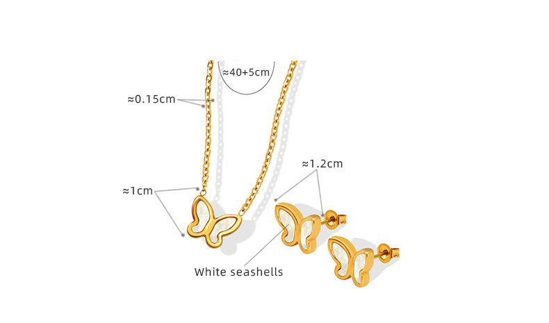 Set de bijuterii pentru colier și cercei cu model fluture și scoici albe, stil japonez și coreean, proaspăt, dulce, personalizat, versatil_voghion.com