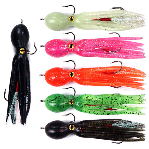 Wholesale lead packaged squid soft bait iron plate double hook 21g/11cm sea fishing boat fishing simulation fake bait deep sea soft bait