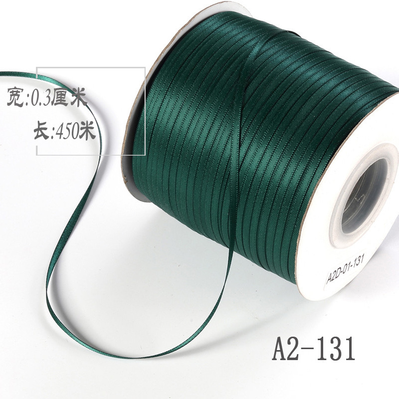 3mm de doble cara cinta de poliéster arco DIY cinta globo cuerda etiqueta grano embalaje fino cinta ropa satén