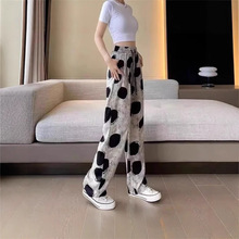 波点印染阔腿裤女夏季直筒拖地裤抖抖休闲垂感凉凉防晒圆点长裤子