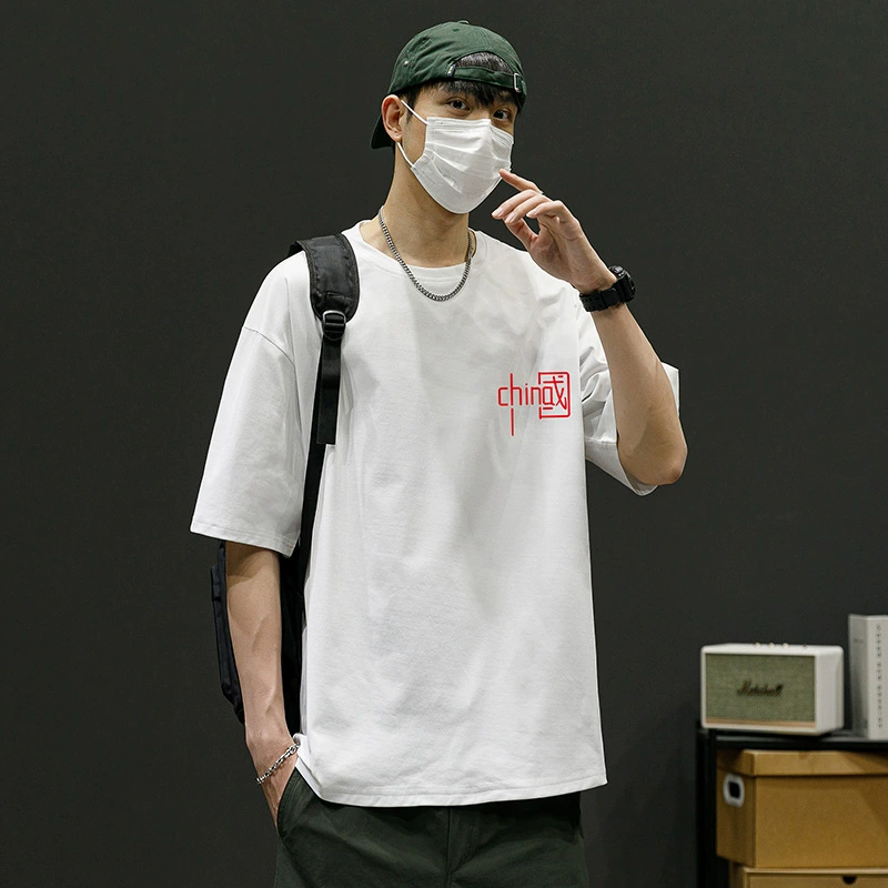 Летняя мужская футболка с короткими рукавами, мужская свободная футболка с круглым вырезом, модная повседневная одежда, футболка, модная брендовая короткая футболка для мальчиков с принтом, новый стиль