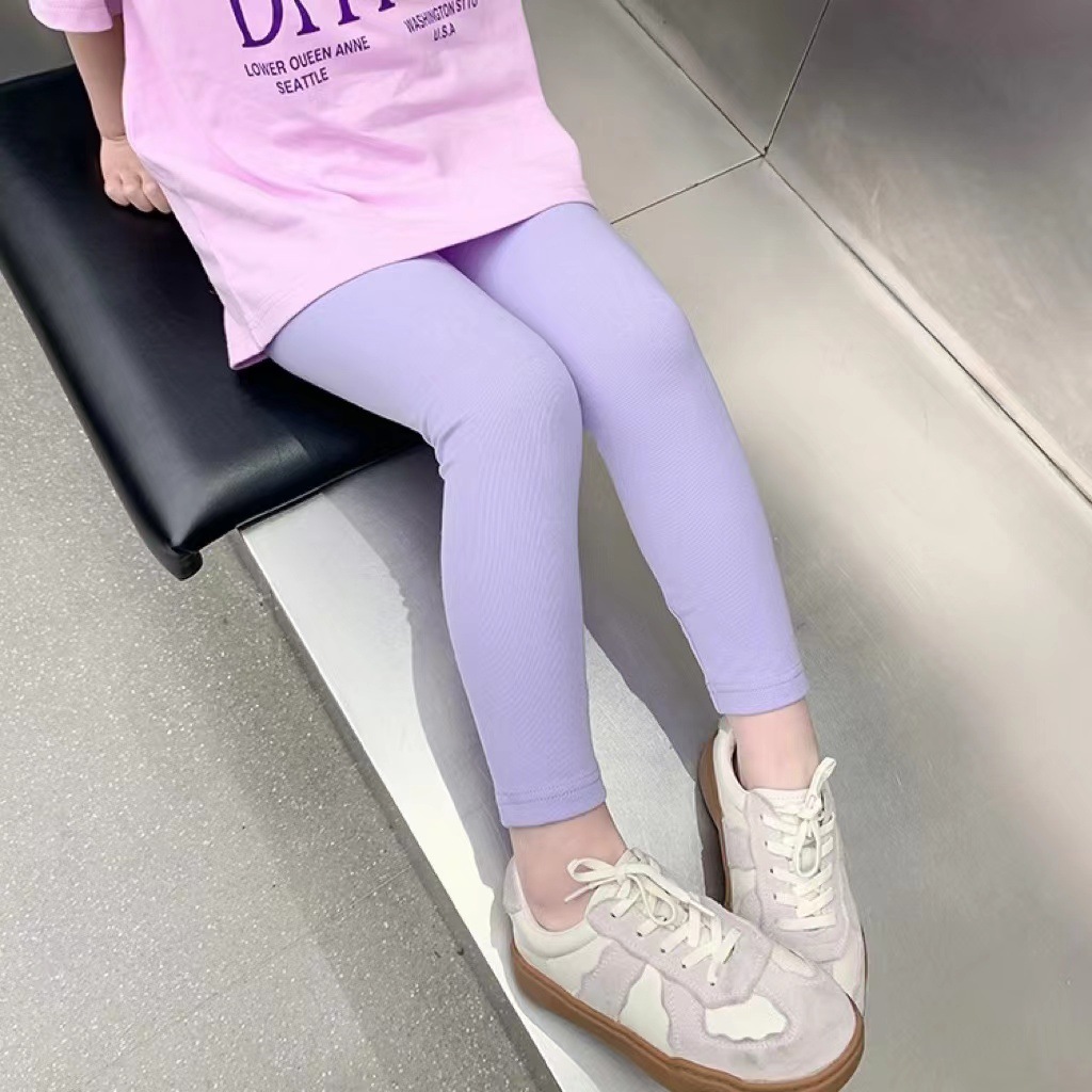 2023 Otoño e Invierno niñas SLIM-Fit color sólido polainas ropa exterior lana pull-up casual algodón bebé bottoming Pantalones