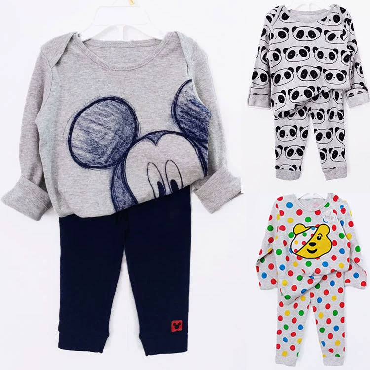Children's long-sleeve, trousers, set for new born, cotton pijama, 2 pieces, European style