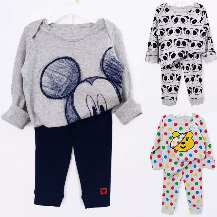 Children's long-sleeve, trousers, set for new born, cotton pijama, 2 pieces, European style