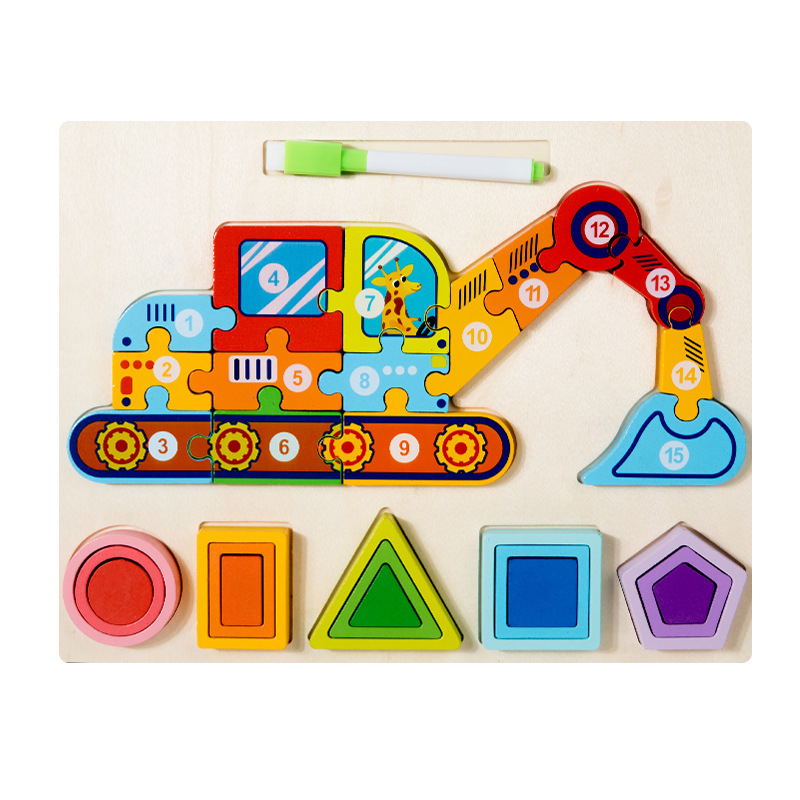 Nuevos productos de forma geométrica puzzle animal digital tridimensional puzzle tablero de dibujo de la educación temprana puzzle forma emparejada bloques de construcción