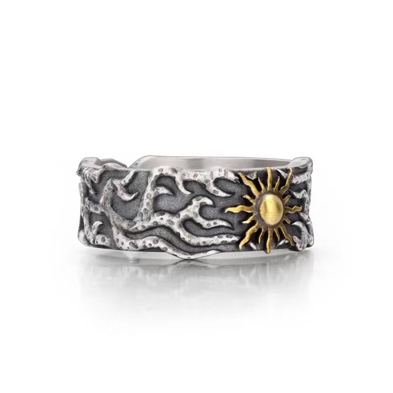 Men's Retro Thai Silver Stackable Ring Unique Trendy Jewellery_voghion.com