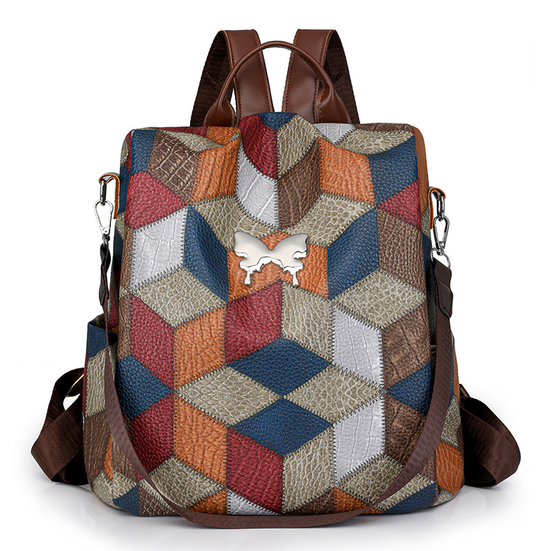 Nueva mochila de mujer de gran capacidad con costuras de rombos, moda casual, bolso de viaje portátil de un solo hombro, mochila de viaje al por mayor