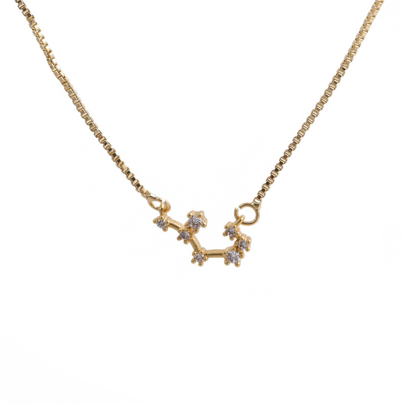 simple golden zircon constellation shape pendant necklacepicture5