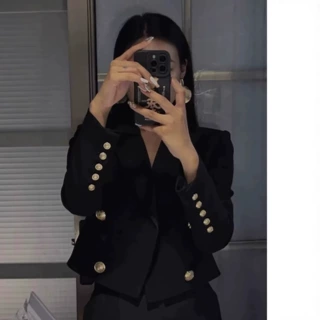 短款西装外套女2026新款气质小个子休闲职业装高级感黑色西服套装
