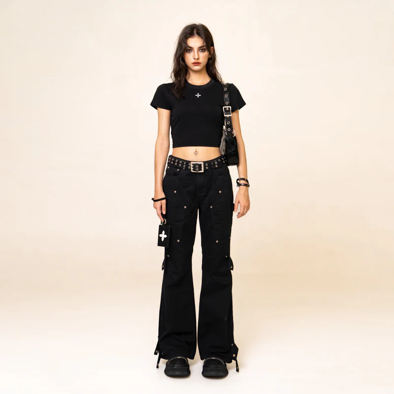 Smink wilderness mermaid logging pants adjustable flared overalls wide-leg pants new versatile slimming wide-leg pants Smink wilderness mermaid logging pants adjustable flared overalls wide-leg pants new versatile slimming wide-leg pants